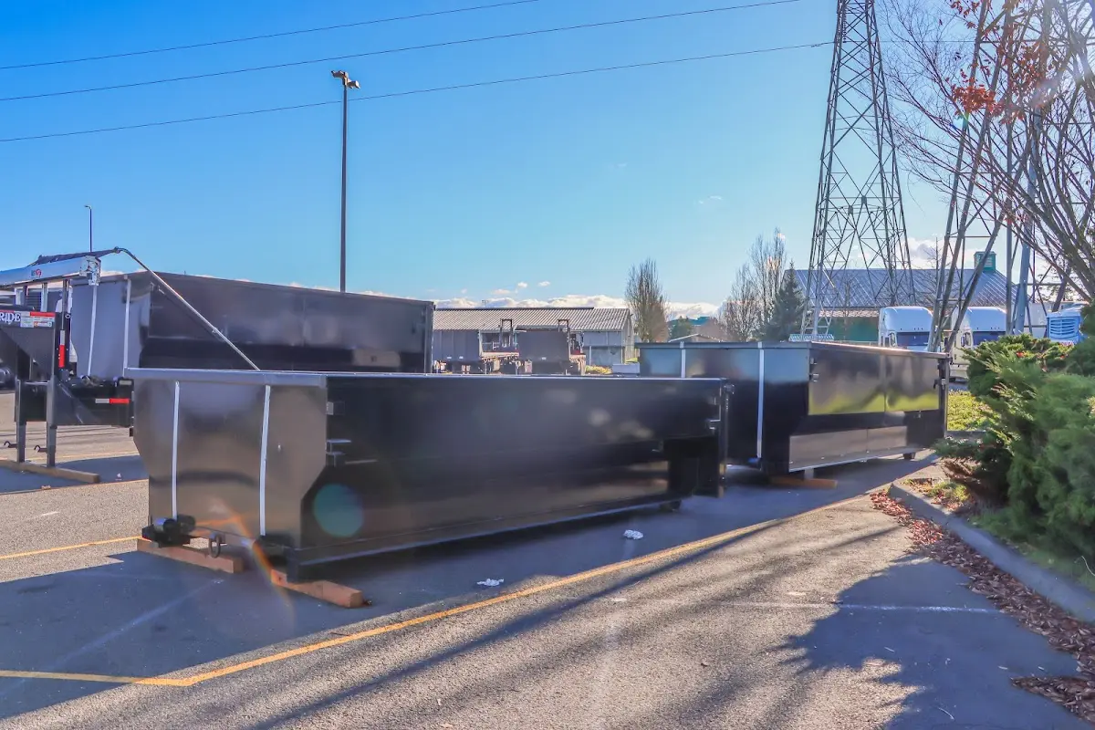 Roll-off dumpster ready for waste disposal at job site for 4 Yard Dumpster Rental in Blanchard
